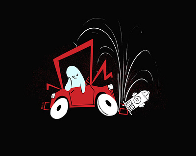 Weave aughost aughostus gloom car character character design design ghost halloween illustration mid century retro vintage