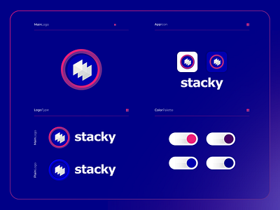 Stacky | Logo Composition app applications apps branding colorful design icon illustration logo modern stack ui vector