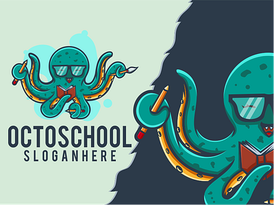 OCTOSCHOOL art branding character design dribble ideas illustration instagram logo logoinspirations octopus school squid ui vector zerologicstudio