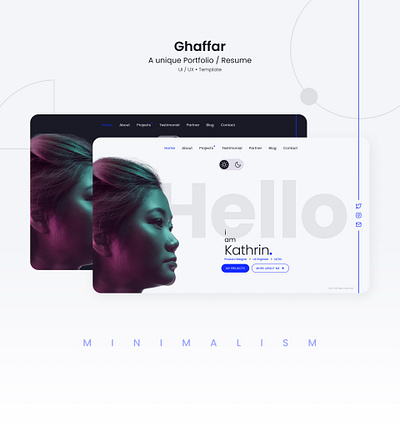 Ghaffar - Resume / Portfolio clean cv design minimal minimalist portfolio responsive resume ui unique ux web