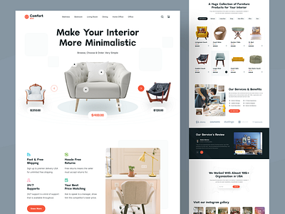 Furniture e-commerce Website Landing Page architecture e commerce website furniture furniture store furniture website design halal home property interior interior design landing page interior landing page landing page minimalist modern furniture online shop product landing page sofa uiux design web web design website