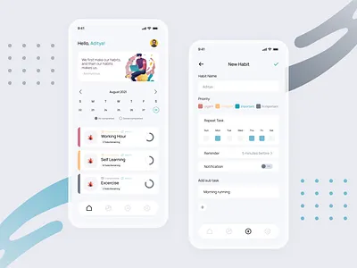 Habitomic - Habit Builder App android app branding design habit app ios mobile mobile design todo todo app ui ux ux design