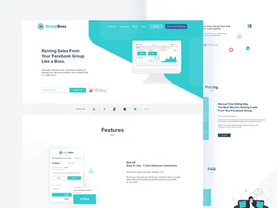 Landing Page UI - Groupboss 🔥 app branding clean design email collection tool facebook group illustration interface lead generation ui ui design ux web design