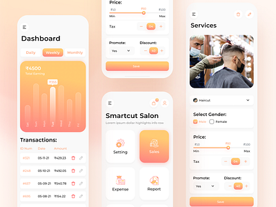 Salon App- Sales dashboard app design beauty app haircut salon mobile design sales dashboard salon app salon management app salon sales dashboard spa app ui design user experience design