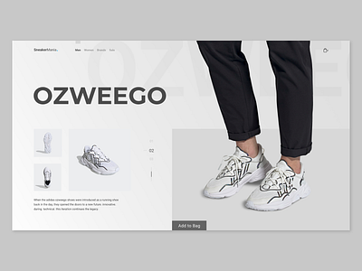 Sneaker shop adidas minmalism ozweego sneaker sneakers shop ui ux web page