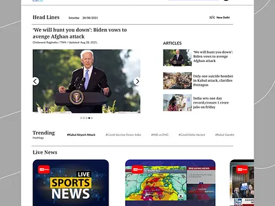 Flaplive - Website Home Page Design Concept branding design live news live news portal live news web live news web ui news website ui uidesign ux web page design web ui
