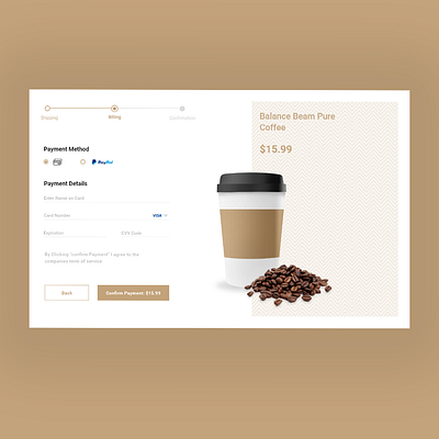 Coffee Website Checkout Page design ui web design