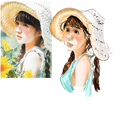 Sunflower girl 🌻 2d 2d illustration art beautiful design digital digital art digital illustration illustration sketch sunshine