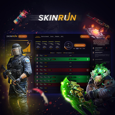 Skinrun crash design game lootbox skins ui ux web