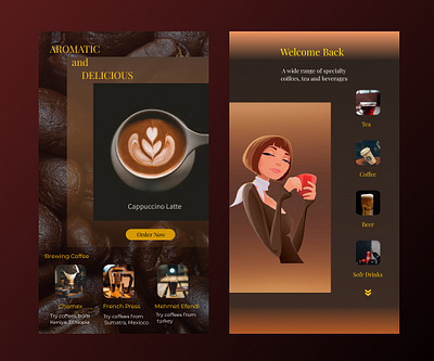 Coffee shop mobile app 3d animation app branding design graphic design icon illustration logo motion graphics ui