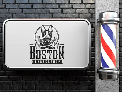 Logo: BOSTON (barbershop) barbershop boston branding logo retrostyle