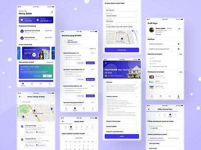 Insurance App — Exploration Design card design form insurance maps mobile mobile app mobile app design mobile design mobile ui money payment policy progress purple register ui ui ux ux