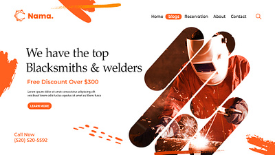 Blacksmiths and welders website header template Ui/Xi Design blacksmiths and welders branding business business flyer design flyer freelancer niloy graphic design home page illustration leading page logo template ui web design website design website header