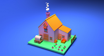 Little farm 3d art 3d artist art colorful design dribble farm illustration instagram like little house paint render substance painter vray