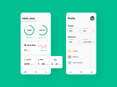 Fitness App UI daily ui fitness app green health app mobile app mobile screen mobile ui product design ui screen uiux uxui visual design well being