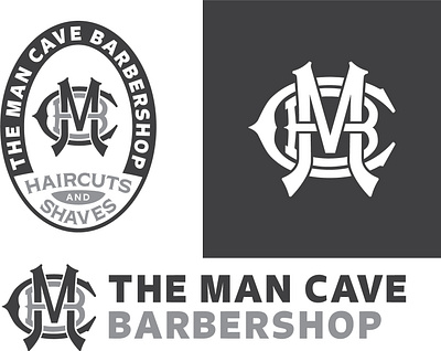 The Man Cave Barbershop barbershop logo man cave monogram