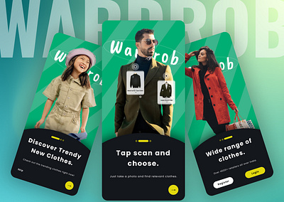 Wardrob - A mobile clothing app. app branding clothing design dress e commerce figma gimp graphic design illustration inkscape logo mobile ui uiux ux