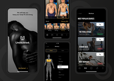 Fitness & Workout App app art body branding concept design fitness illustration logo minimal mobile progress simple style ui uidesign uiux ux workout