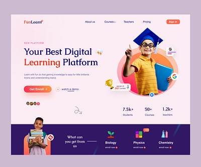 Digital Learning For Kids digitallearning education elearningwebsite landingpage learningwebsite onlineeducationweb ui webdesign