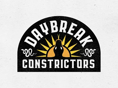 Daybreak Constrictors Logos badge black boa branding constrictor daybreak logo orange reptile snake snek sun sun shine sunrise yellow