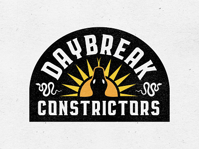 Daybreak Constrictors Logos badge black boa branding constrictor daybreak logo orange reptile snake snek sun sun shine sunrise yellow