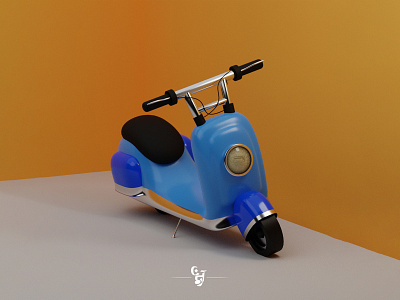 Blue Vespa 3d 3dart animation app art blender blue branding design flat gold graphic design illustration illustrator logo minimal mobile motion graphics photoshop ui