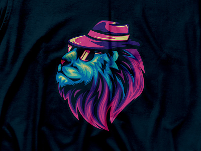 Lion Mafia 80s adobeillustator design face glasses graphic design hat illustration lion logo mafia mascot suit sun vector vintage