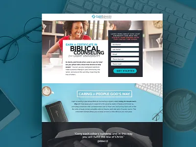Landing Page For Light University cpl design form landing page