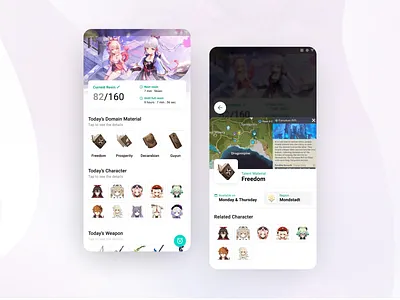 Genshin Impact - Reminder App Concept app clean design figma gaming gaming app genshin genshin impact impact minimal mobile app modern reminder ui ui design ui ux ux ux design