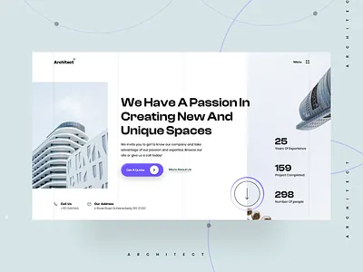 Architect Landing Page 2021 design 2021 trends animations architect brands landing page luxury architecture minimalism interior minimalist architecture modern architecture modern interior modern website motion design new trends prototype ui design ux design web design website