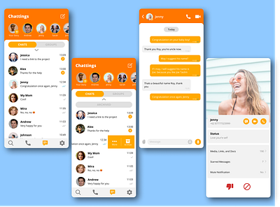 Chat apps app design application chat chat app design design app home message mobile app mobile design profile ui