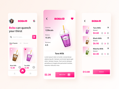 Boba App app branding graphic design logo ui uiux ux