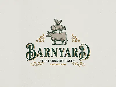 Barnyard | Vintage Logo animal illustration animal logo bbq bbqlogo crosshatch engraving etching illustration logo logo design logo designer vintage vintage design vintage logo
