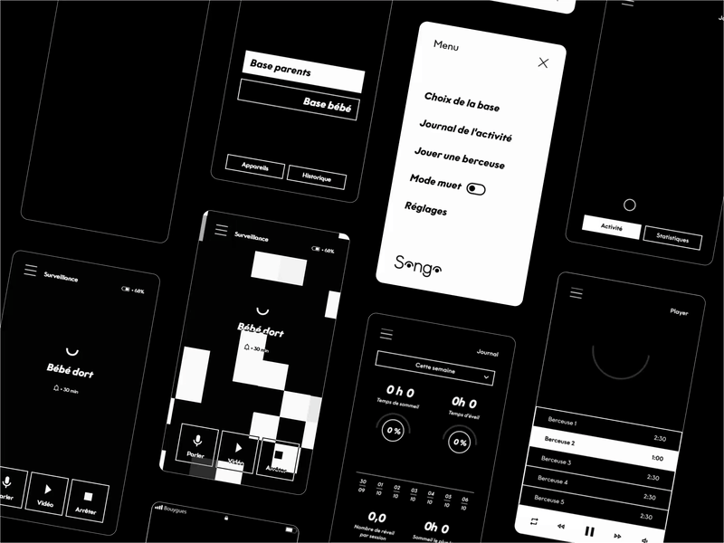 Songo – Baby Monitor App animation baby black and white branding contrast eye graphic design interaction logo logotype minimalist monitor motion design motion graphics ui ux webdesign