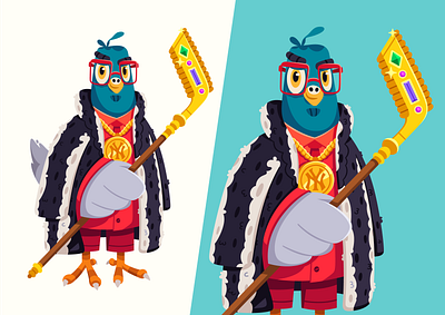 Pigeon Pimp - Hockey Team Mascot art cartoon character design gold hockey illustration luxury pigeon pimp vector