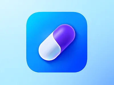 Pill Suplement Tracker IOS Icon design app icon app icon design blue figma illustrator ios icon ios icon design iphone icon medicine photoshop pill icon purple sketch suplement suplement tracker tracker ui