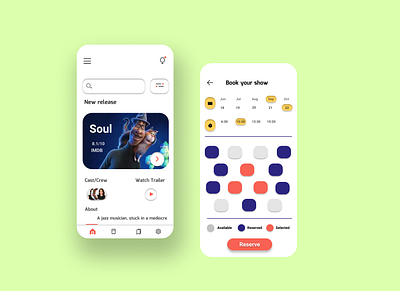 Movie ticket booking app UX-UI app design ticket booking app ui ux