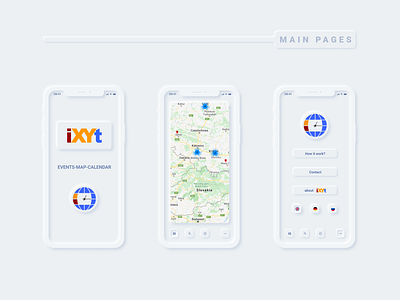 iXYt - main pages android app application design event ios neo neomorphism ui ux