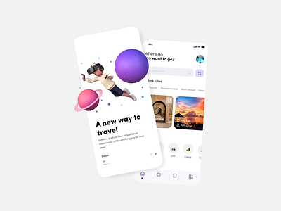 VR Travel 3d app app design ar art augmented reality concept destination figma illustration mobile tour travel travel app ui virtual virtual reality visa vr world
