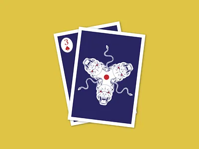 Cerberus adobe illustrator art card deck digital design greek illustration illustrator mythology playing card spades three