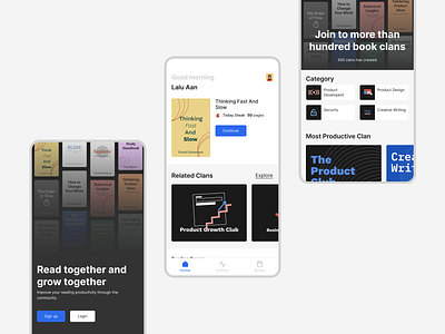 Book Clan app book branding design mobile typography ui ux