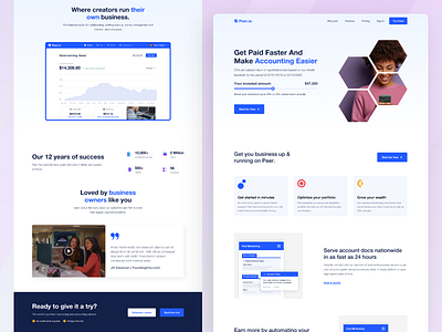 Peer.io - Fintech landing page Concept account agency design figma finance homepage landingpage logo minimal typoraphy ui ui design uiux ux ux design website website design