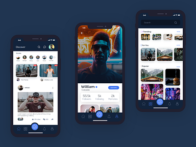 Discover | Social Media app design card design instagram mobile app mobile design product design profile social media social media app tiktok ui uiux design ux