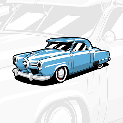 1950s Studebaker Champion Coupe 1950s art automotive car champion design drawing drive illustration logo oldschool retro studebaker vector