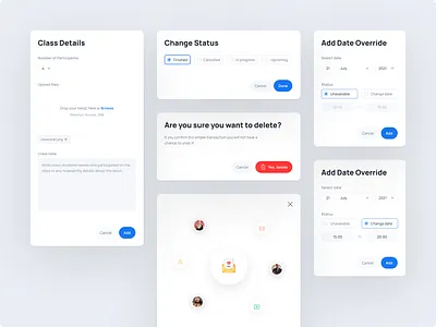 PopUp designs for Dashboard alerts change status dashboard design done cancel friends circle information alerts invite friends popup popups remove message ui ux