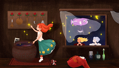 illustration | Magic workshop children illustration girl illustration magic witch