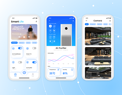 Smart Life - Smart Home App air purifier app branding camera cctv design graphic design illustration smart smart app smart home smart life tran quang sang ui ux vector