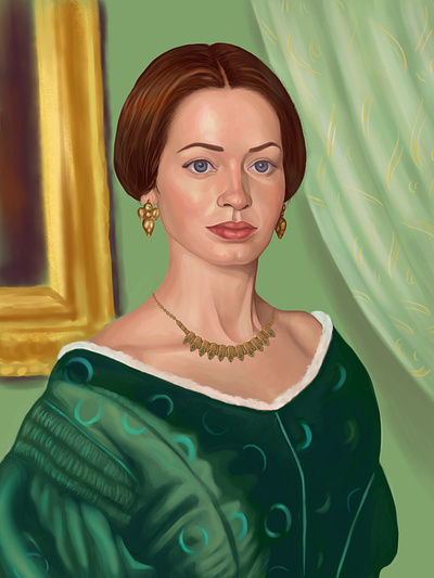 A young woman in victorian dress art cg character illustration portrait