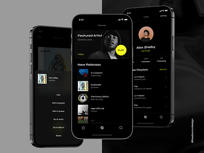 Blur - Streaming Music App app application branding chart clean dark design digital icons illustration minimal mobile motion music music player neon player streaming ui ux