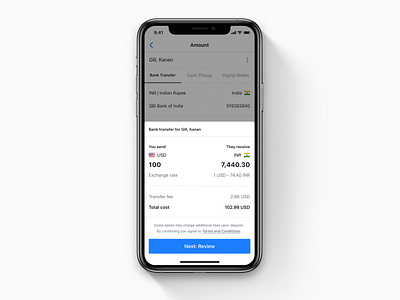 iOS money transfer UI api app bank design financial fintech interface ios money native product remittance skd transfer